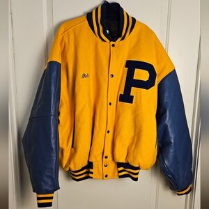 Vintage United Sports Appareal Varsity Letterman Leather And Wool Jacket